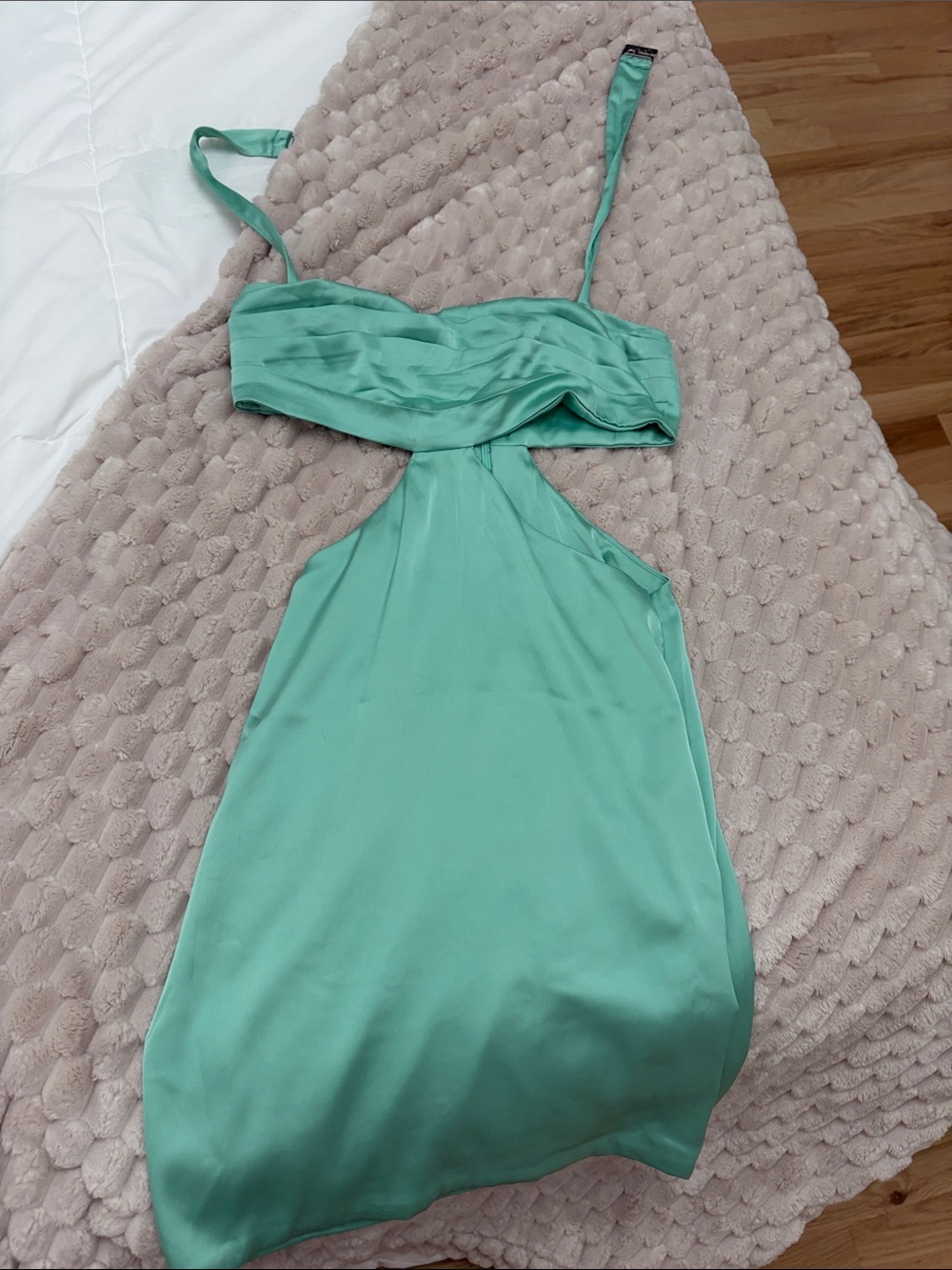 Oh Polly Silky Mint Green Blue Cutout Slip Dress